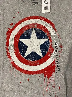Captain America Marvel Men's Size 2XL T-Shirt Regular  Gray 25  Armpit NWT • $11.95