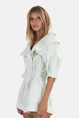  Zimmermann Glassy Rolled Linen Seafoam Playsuit 0p • $250