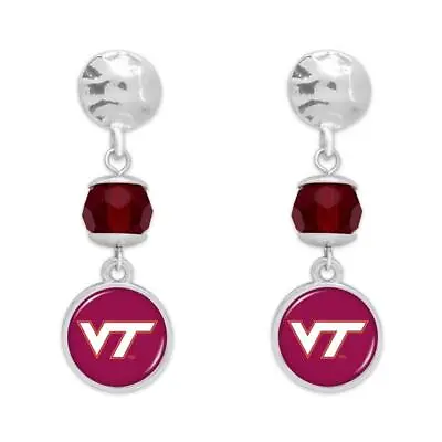 Virginia Tech Hokies Ivy Crystal Silver Earrings Jewelry Gift VT • $22.49