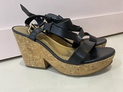 Kate Spade Shoes Platform Wedges Sandals Size 7.5 Gold Cork Lightly Worn • $39.95