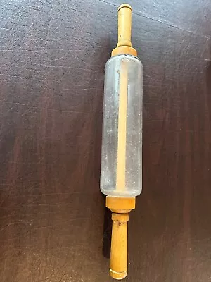 Vintage Imperial Glass Clear Rolling Pin - Wooden Handles 1920's • $9.99