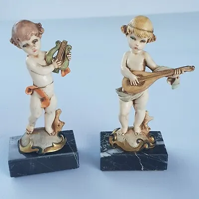 SIMONETTI DEPOSE ITALY Cupid FIGURINES Musical CARRARA MARBLE BASES Vintage • $68.99