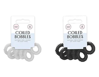 6pk HAIR Bobbles Spiral Coil Elastic Tangle Free Stretchy Wired Plastic Bands • £2.49
