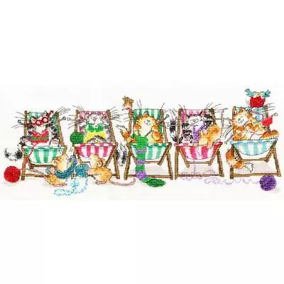 Bothy Threads Counted Cross Stitch Kit  Kitty Knit  52x22cm XMS4 • $44.59
