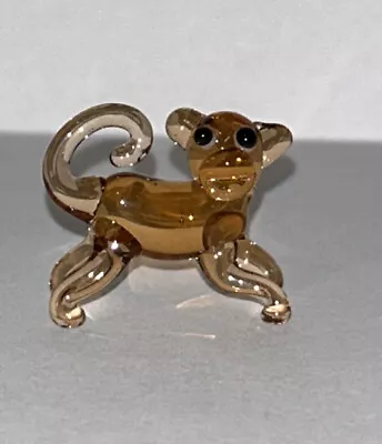 Miniature Tiny Lampwork Flame Hand Blown Glass Brown Monkey Figurine New • $4.99