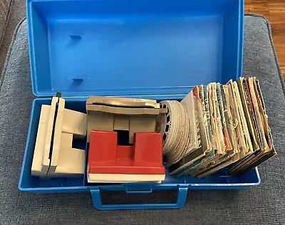 Lot Of Three View-Master Viewers Lots Of Reels And 1970s Blue Plastic Carrying • $34.99