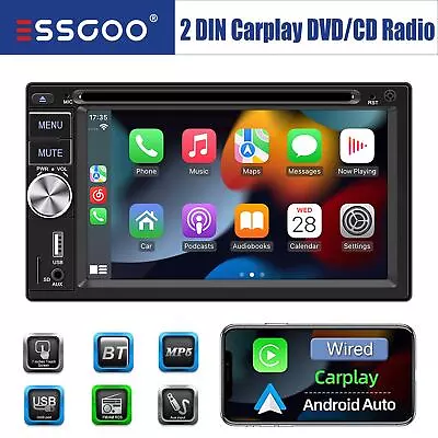 6.2  2 DIN Carplay Android Auto Stereo Radio CD DVD Player Bluetooth FM AM RDS • $101.99