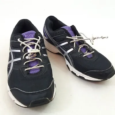 Asics Gel Galaxy 8 Purple & Black Trainers Running Gym Shoes UK Size 3 EU 36 • £12.99