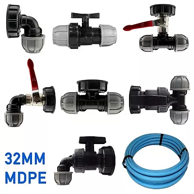 Join 5 IBC Tanks With Coarse Thread S60X6 Via 32mm MDPE Pipe Adapters Connectors • £11.13