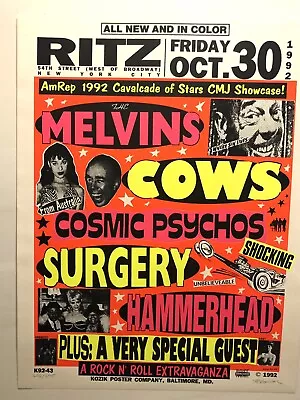 1992 Nyc Melvins  Surgery Cows Signed Kozik Ltd 675 Poster Rare Punk • $145