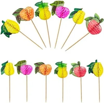 40 Cocktail Party Drinks Umbrella Type  Fruit Sticks Decorations Tiki Retro • £5.29