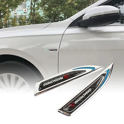 2x Mazdaspeed Chrome Blue Metal Emblem Car Trunk Side Wing Fenders Badge Sticker • $14.88