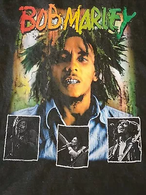 VINTAGE Bob Marley Rap Tee LARGE Music Reggae Jamaica Guitarist Islands  • $130