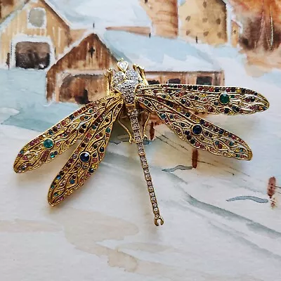 Large Rare Vintage KJL Multi Color Dragonfly Brooch • $182.50