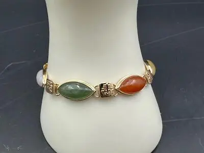 Fine Vintage Mings 14kt Gold Multi-Color Gemstones Bracelet. • $2195