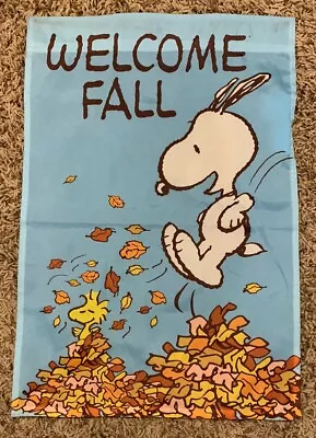 Peanuts Garden Flag 12 X18  Fall “Welcome Friends” Snoopy Woodstock • $11.95