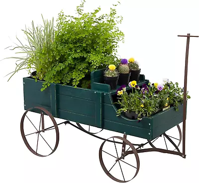 Decorative Large Buckboard Wagon Garden Planter - Green • $101.99