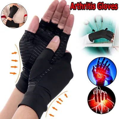 Copper Compression Anti Arthritis Gloves Rheumatoid Hands Support Carpal Brace S • $10.89