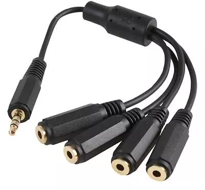 4 Way Headphone Splitter 3.5mm Stereo Mini Jack AUX Adapter Male To 4 X Female • £4.89