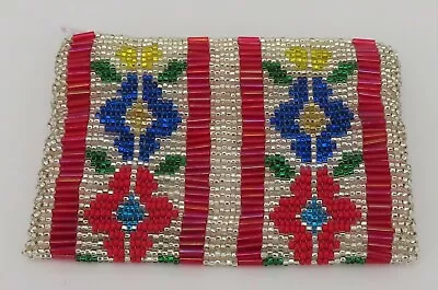 Beaded Coin Change Purse Zippered Floral Handmade Lined Guatemala 4  X 3  • $19.99