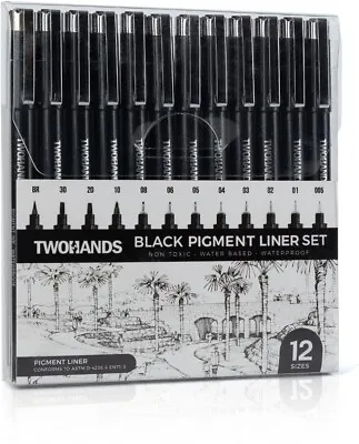 XTEC Set Of 12 Micro Pens Fine Point Fineliner Ink Pens Pigment Drawing Manga • $15.53