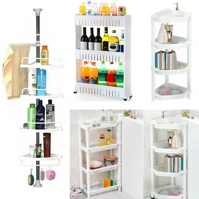 £8.78 • Buy Plastic Shower Caddy Corner Shelf Bathroom Pole Rack Basket Kitchen Storage Unit