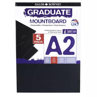 Daler Rowney A2 Graduate Mount Board Pack Of 5 Black • £19.79