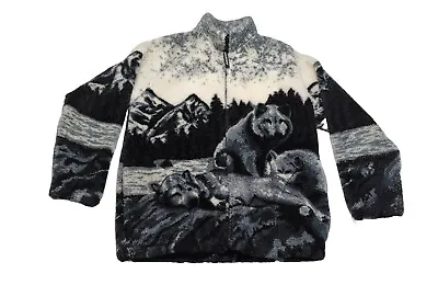 Black Mountain Wolf Fleece 90s Vintage Black & White Full Zip Mens Small USA • $76.46