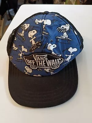 VANS Snoopy Off The Wall Hat Men Peanuts Trucker Cap Snapback Blue UB • £9.99