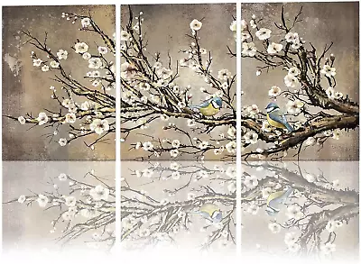 Plum Blossom Canvas Wall Art Vintage Brown Flower Painting Traditional Chinese A • $42.64