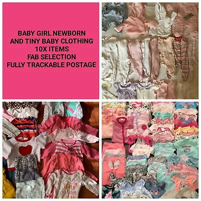 £6.99 • Buy Baby Girl Clothing Bundle Job Lot - 10 Items Sent To You - Newborn Tiny Baby