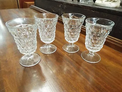 SET 4 INDIANA GLASS WHITEHALL COLONY CUBE FOOTED TUMBLERS Glass Set • $19.99