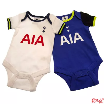 Baby Tottenham Hotspur Bodysuits-Official-2 Pack-1 Blue 1 White-Tottenham Baby • £17.99