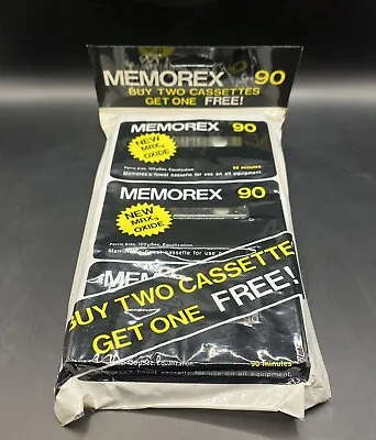 Memorex MRX3 Blank Cassette 3 Pack. Vintage Sealed • $20