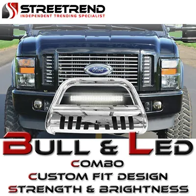 Stainless Bull Bar Grille Guard+120W Cree LED Lights For 04-22 F150 Non-Ecoboost • $291.09