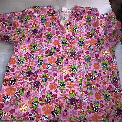 Peaches Scrub Top   Frog Pink Theme Size XL. 28/34 • $8