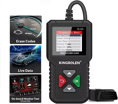 KINGBOLEN YA101 OBD2 Scanner Code Reader Car Diagnostic Tool Engine Fault For VW • $22.99