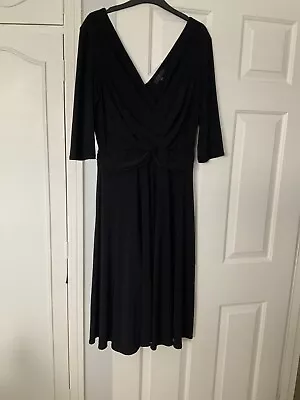 Black Midi Dress Size 14 3/4 Sleeve Jasper Conran (Debenhams) • £3