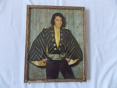 Elvis VTG Framed  Promo 11X14  Picture In Black Jumpsuit & Cape With Signature • $34.95