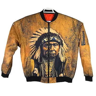 Native American Elder Bomber Jacket Indian Cherokee Be Silent And Listen XL • $41.25