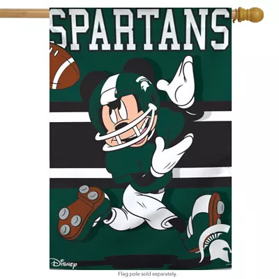 Michigan State University Spartans NCAA Mickey Mouse House Flag Licensed 28 X40  • $27.99