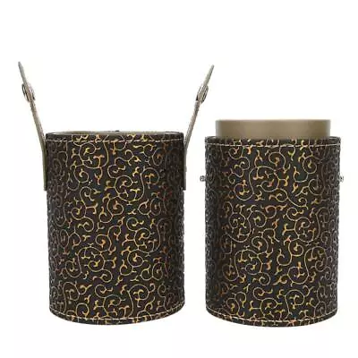 Bronze Makeup Brush Holder Travel Cosmetic Container PU Leather Cup Tube • $9.80