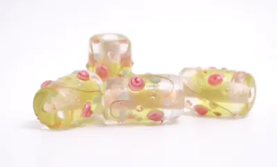 New 4 Piece Set Of Fine Murano Lampwork Glass Beads- 14mm X 9mm Tubes - A7149c • $0.99