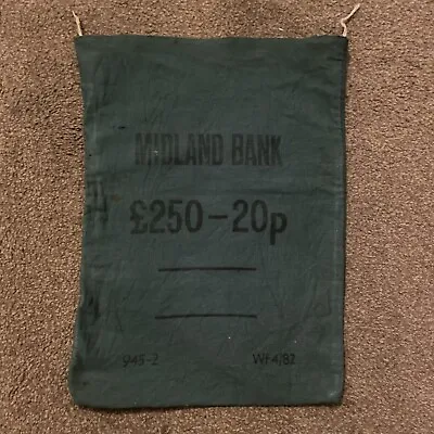 Vintage MIDLAND BANK £250 Twenty Penny 945-2 Coin Money Bag Green Cloth • £5