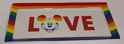 Pride Disney Mickey Mouse Love Rainbow Rectangular Tray Glass Decor New • $37.18