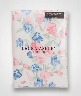 Laura Ashley Charlotte Coral Pink Printed Floral Bed Superking Duvet Cover Set • £39.99