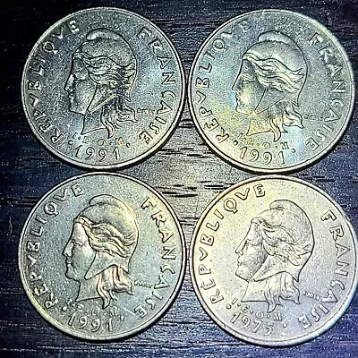 4 - 20 FRANC COINS From FRENCH POLYNESIA  (1975/1991) • $9