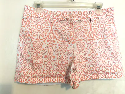 Elle Womens Shorts 4 Pink White Floral Chino Khaki Paisley Pockets Casual Preppy • $14.48