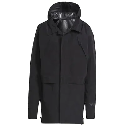 ADIDAS Y-3 YOHJI YAMAMOTO Men's Black Noir Nylon Hooded Parka Jacket Coat Size M • £190