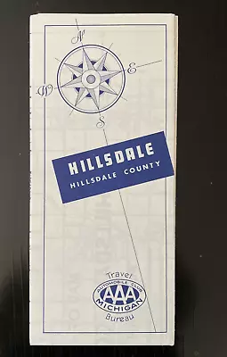 Vtg 60s 1967 HILLSDALE COUNTY AAA Auto Club Michigan Road Map Blue • $15.95